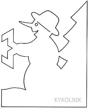 Снеговик трафарет для вырезания