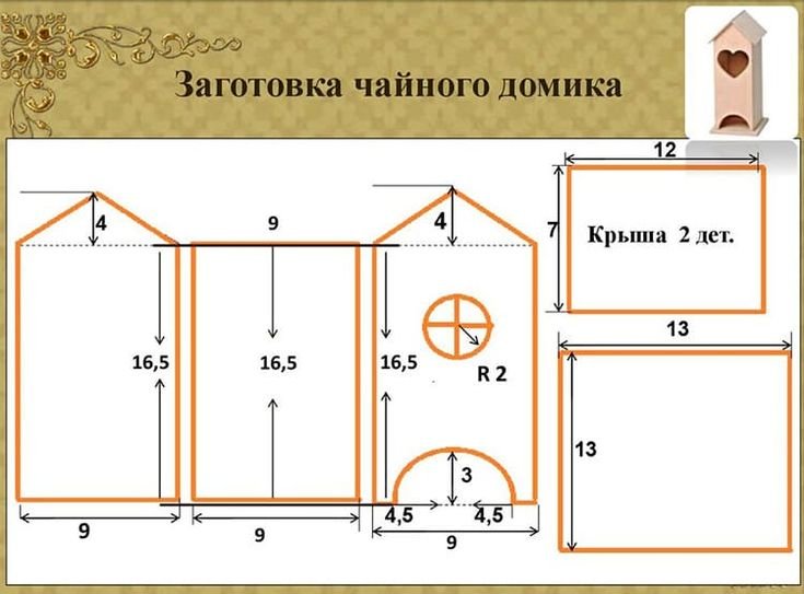 Чертеж чайного домика из картона
