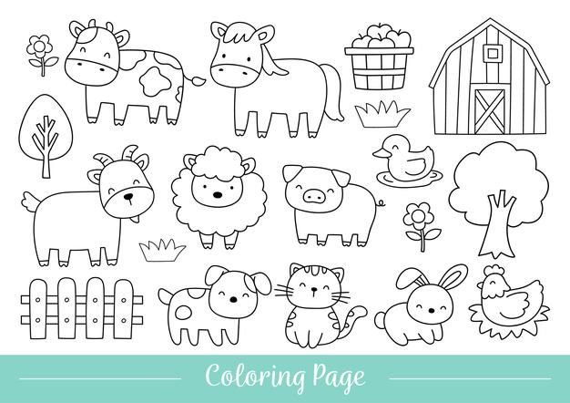Раскраска животные на ферме