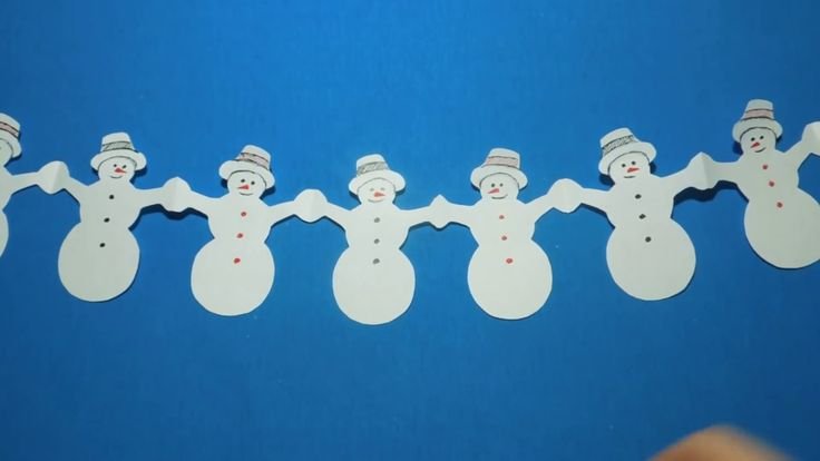 Гирлянда Снеговики из бумаги
