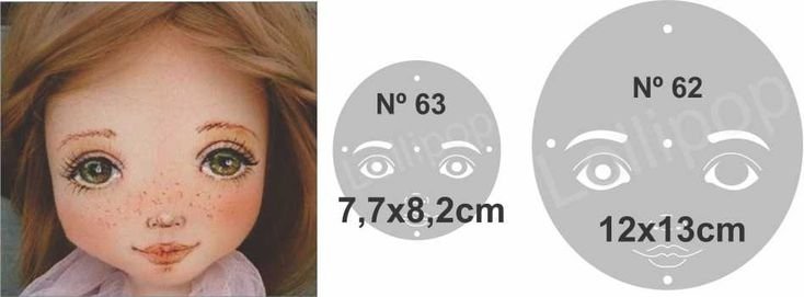 Трафарет для рисования лица текстильной куклы