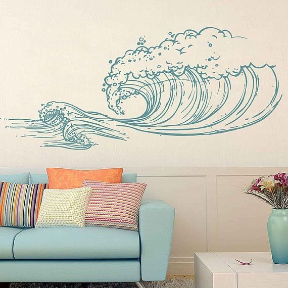 Волна на стене в интерьере