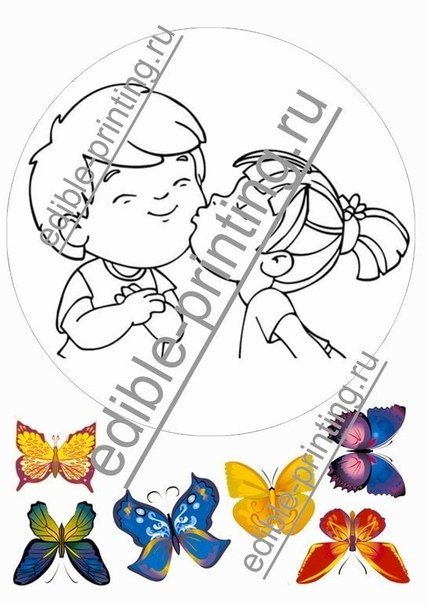 Рисунок мальчика и девочки для торта