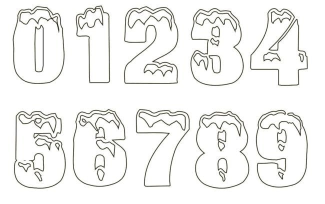 Трафареты цифры для вырезания на окно