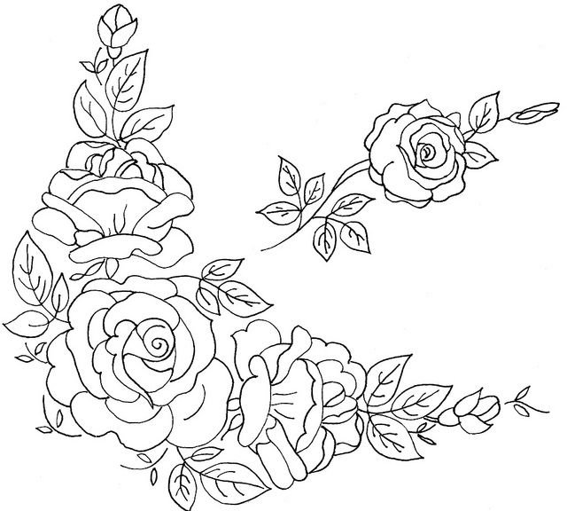 Трафарет розы для вышивки гладью