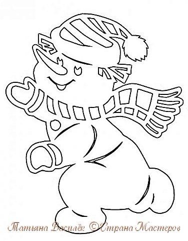 Снеговики на окна трафареты