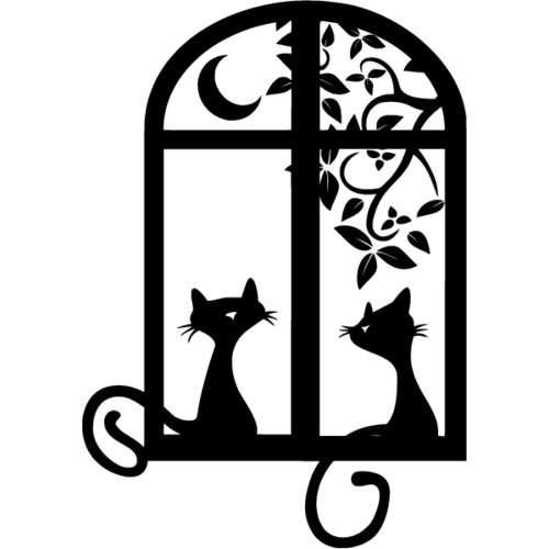 Силуэт кошки на окошке