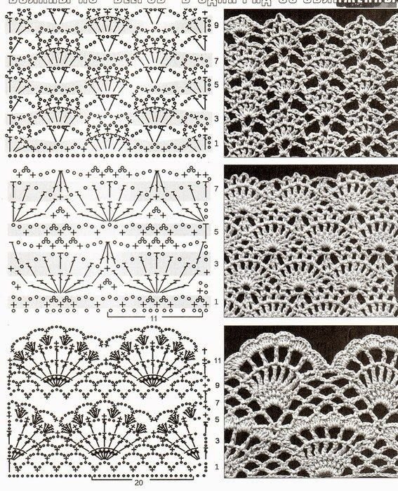 Узор крючком ракушки веерочки