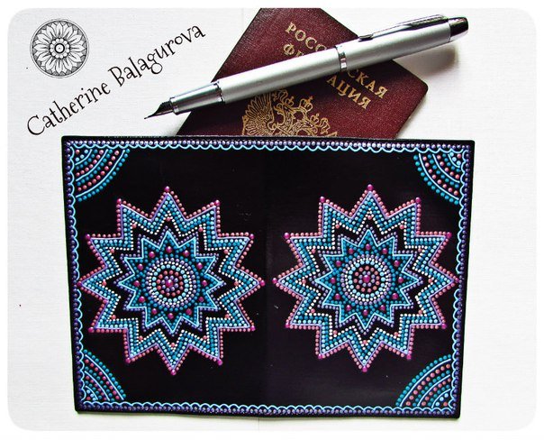 Точечная роспись обложки для паспорта трафареты