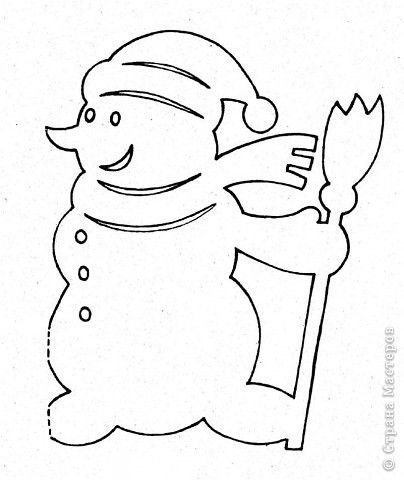 Снеговик трафарет для вырезания на окно