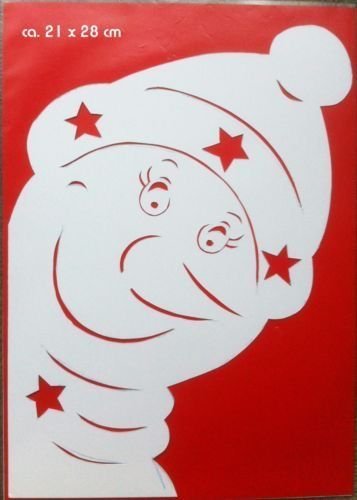 Вытынанка Снеговик выглядывает в окно