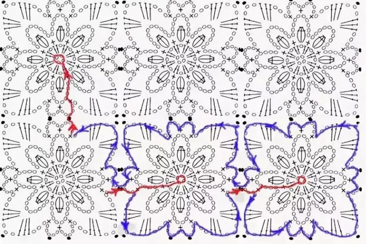 Безотрывное вязание крючком цветочных мотивов