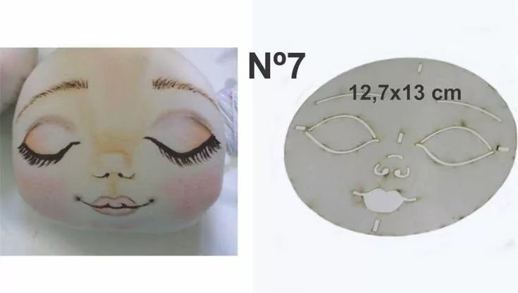 Трафарет лица для текстильной куклы