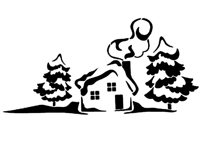 Трафареты на окна домики