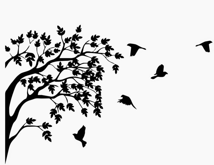 Дерево с птичками вектор