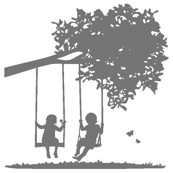 Дети на качелях силуэт