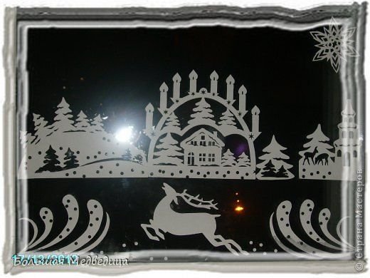 Новогодние вытынанки на окно серебряное копытце