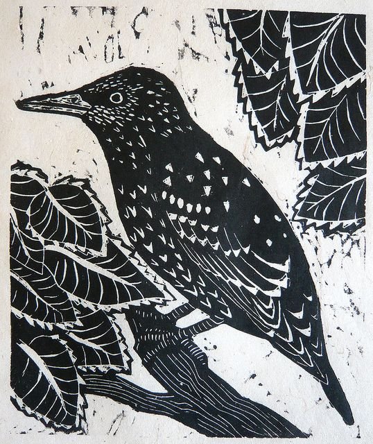 Ксилография птицы