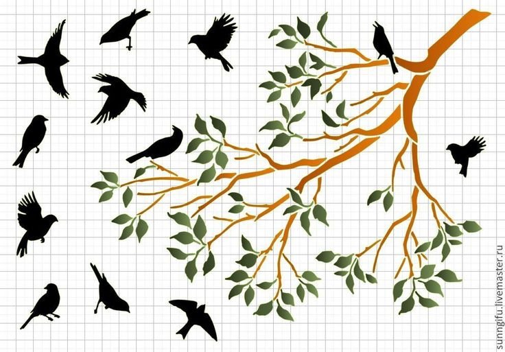 Трафареты птиц для декора