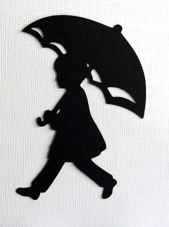 Силуэт ребенка с зонтиком