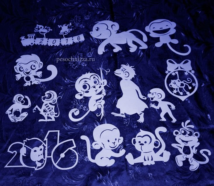 Вытынанка обезьяна на новый год