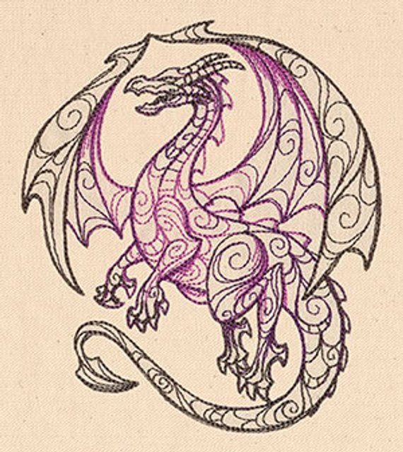 Дракон трафарет для вышивки