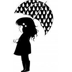 Силуэт девочки с зонтиком