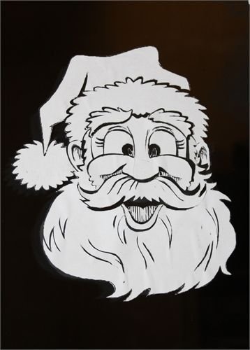 Голова Деда Мороза на окно из бумаги