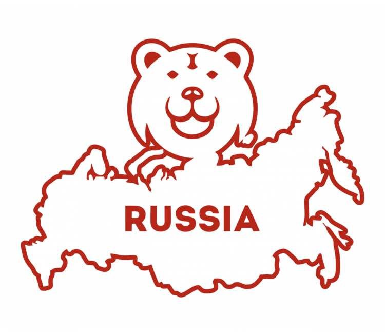 Трафарет медведя Россия