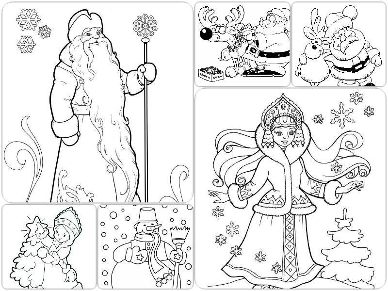 Трафареты на окна новогодние дед Мороз и Снегурочка