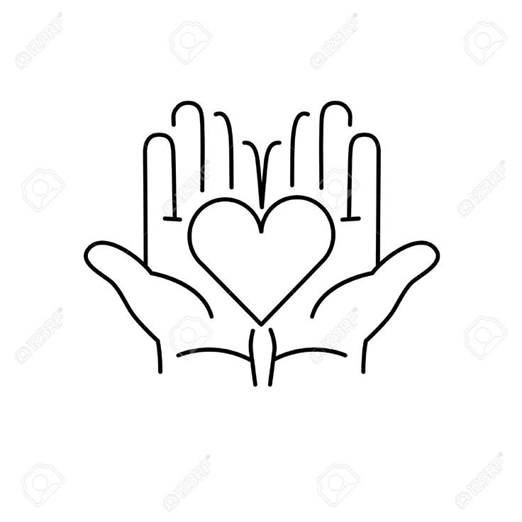 Ладошки с сердечком раскраска