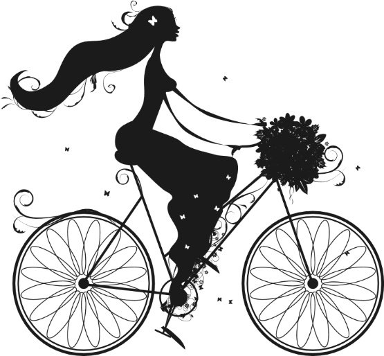 Девочка на велосипеде силуэт