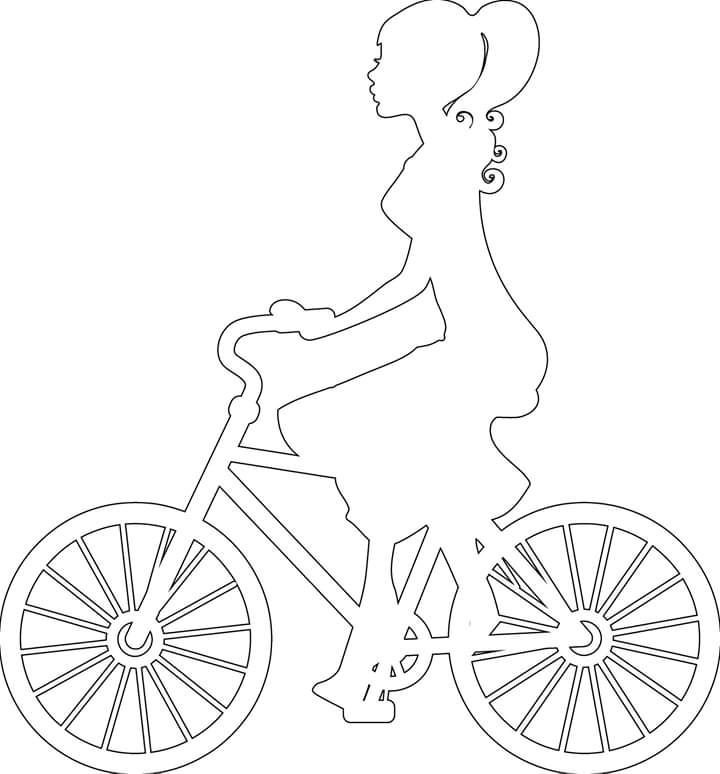 Трафарет девочка на велосипеде