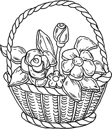 Корзинка с цветами раскраска