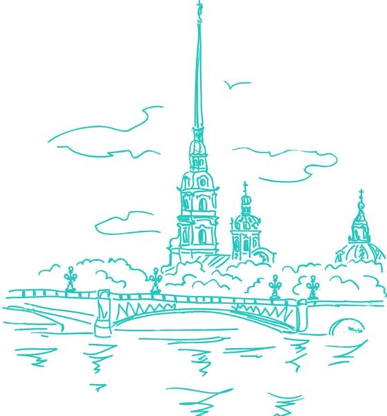 Шпиль Петропавловской крепости вектор