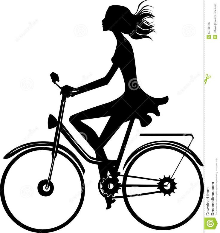 Трафарет девочка на велосипеде