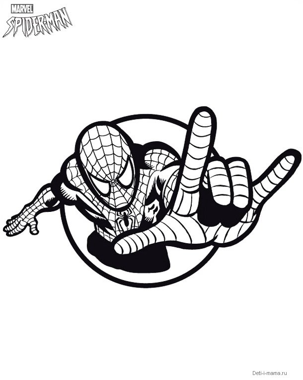 Человек паук раскраска