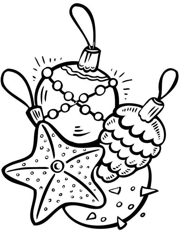 Елочные игрушки раскраска для малышей