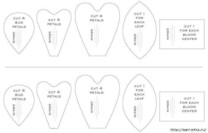 Выкройка цветов из бумаги