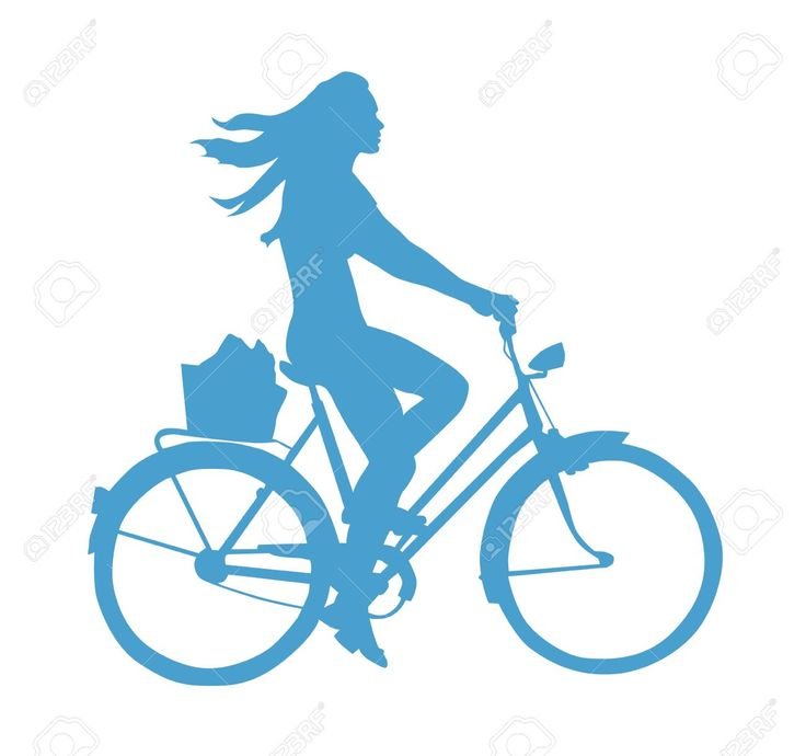 Силуэт девушки на велосипеде