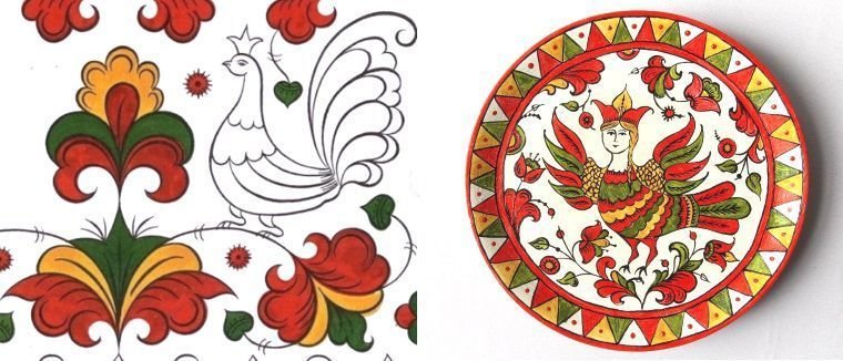 Птица Сирин в пермогорской росписи