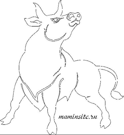 Бык трафарет для вырезания