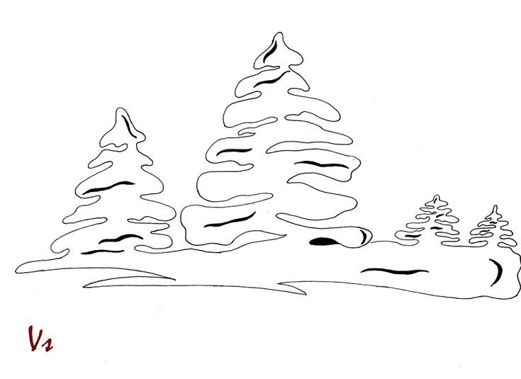 Зимний лес трафареты для вырезания