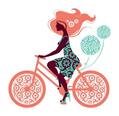Девочка на велосипеде силуэт