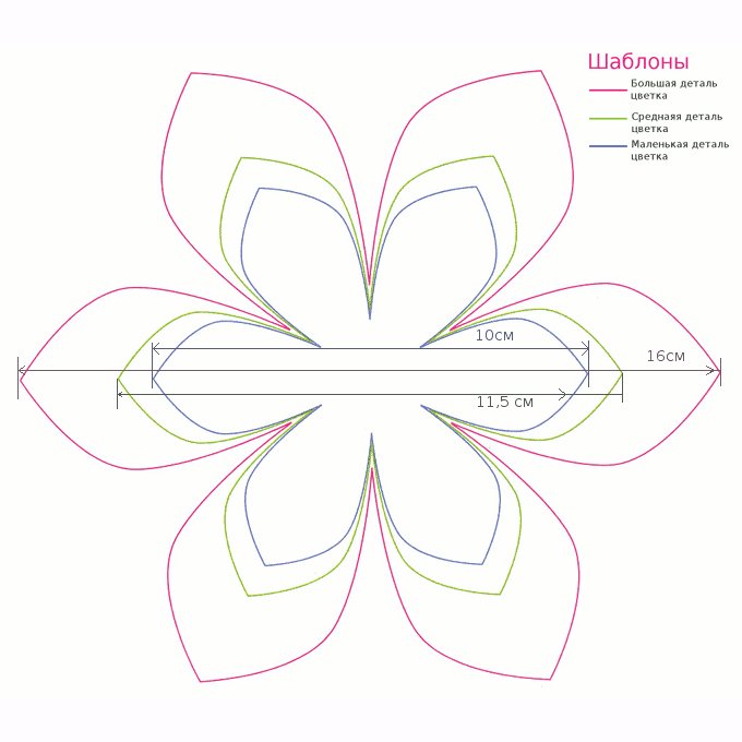 Объемные цветы из бумаги трафареты