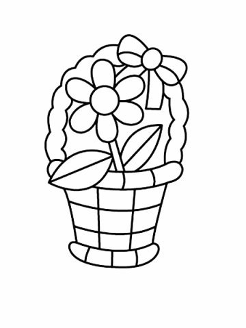 Раскраска корзина с цветами