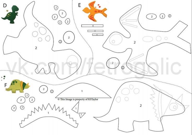 Динозаврик из фетра выкройка