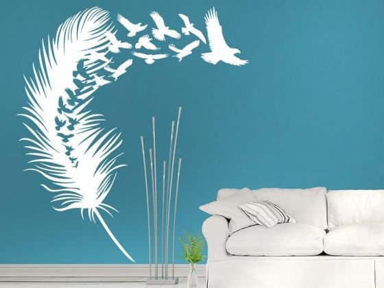 Вайлдберриз наклейки на стену 3 д на стену перышко белые