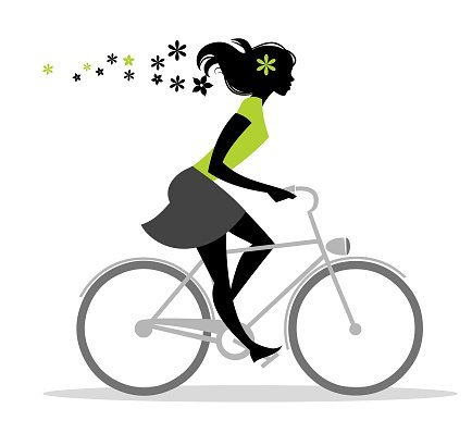 Девочка на велосипеде силуэт