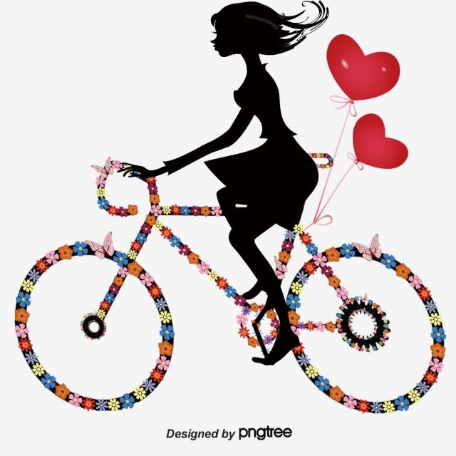 Силуэт девушки на велосипеде